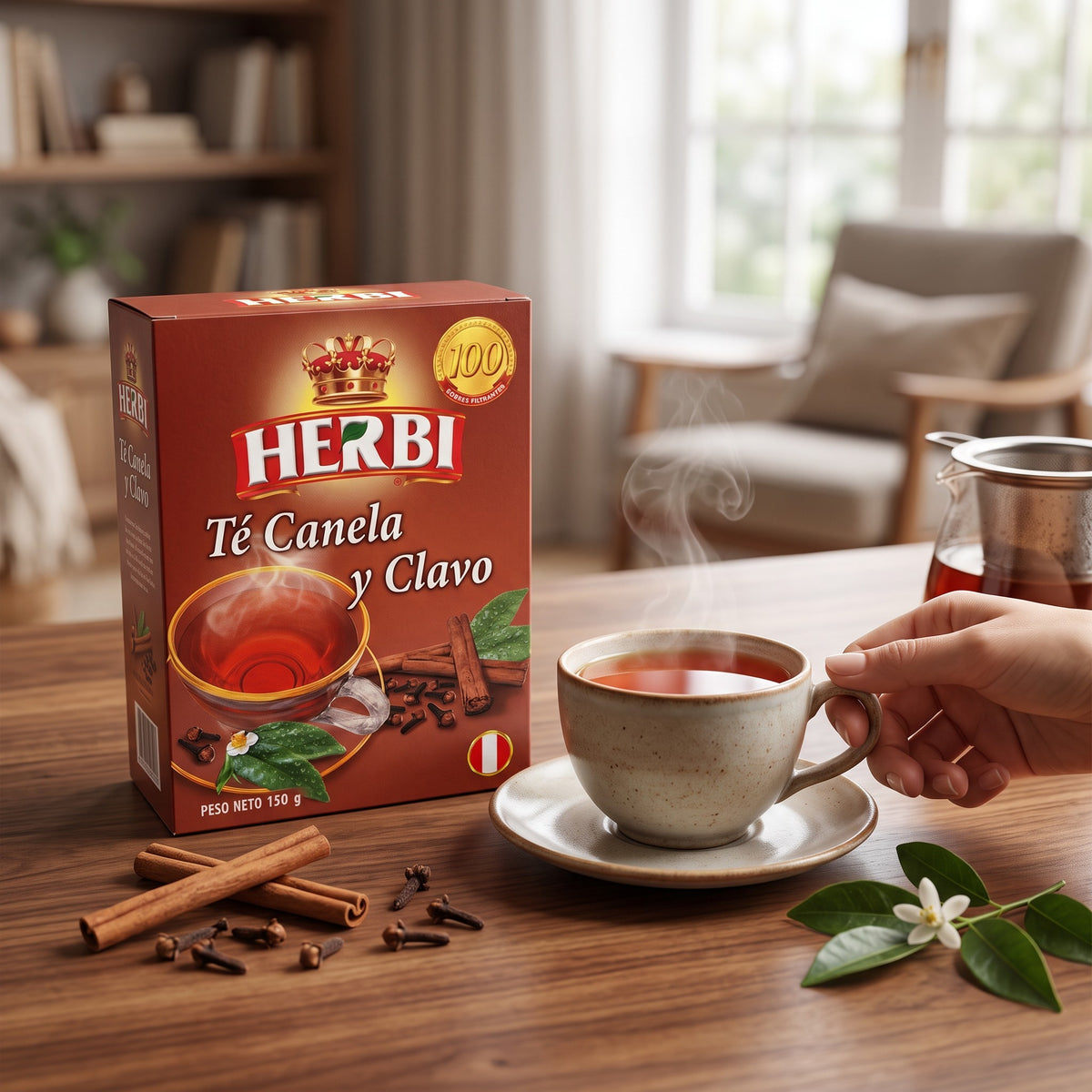 Herbi Té, Canela y Clavo 100 Sobres